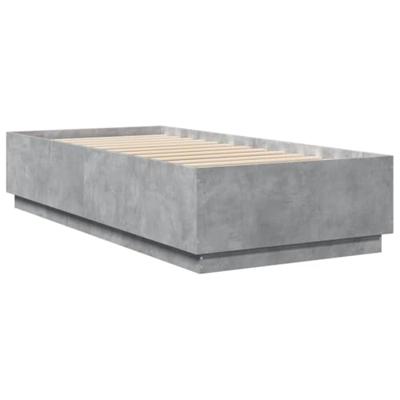 Bedframe met LED-verlichting bewerkt hout betongrijs 100x200 cm