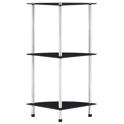 VidaXL Kastje 3-laags 30x30x67 cm gehard glas zwart