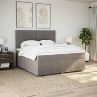 Boxspring met matras stof taupe 180x200 cm - thumbnail