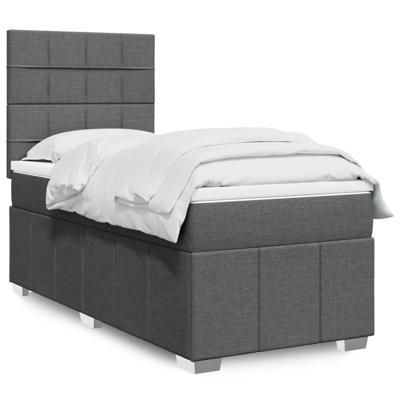 Boxspring met matras stof donkergrijs 120x200 cm - thumbnail