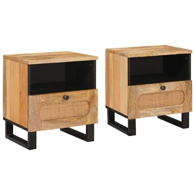 Nachtkastje 2 pcs Naturel 40 x 33 x 46 cm Massief Mango Hout