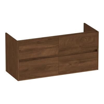 Brauer Adore Wavy - Onderkast - 120 cm - met 4 Softclose Lades Greeploos en 2 Sifon Uitsparingen - Forest Cacao