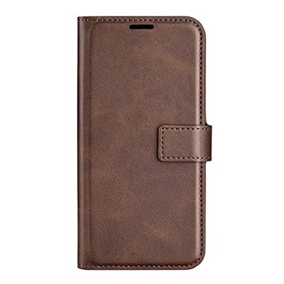 Casecentive Leren Wallet case met sluiting iPhone 14 donkerbruin