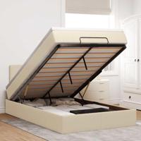 Ottoman bed met matras 120x200cm stof crèmekleurig - thumbnail