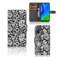 Huawei P Smart 2020 Hoesje Black Flowers - thumbnail