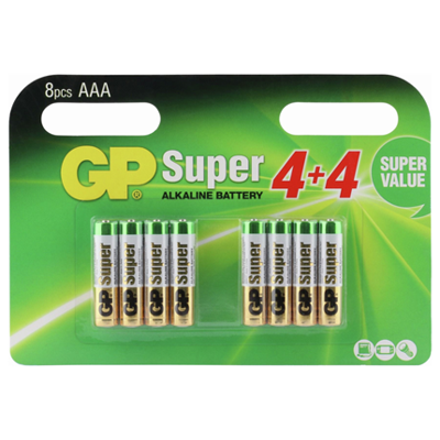 AAA batterijen multipack - 8 stuks | GP | Alkaline | GP0080