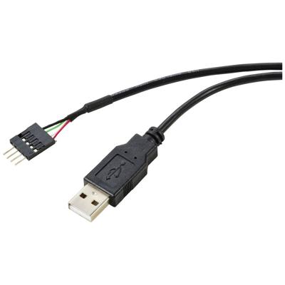 Renkforce RF-5719750 USB-kabel USB 2.0 Shrouded header 4-polig, USB-A stekker 0.40 m Zwart Afscherming gevlochten