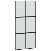 Schuifdeur met beslagset 102,5x205 cm gehard glas zwart - thumbnail