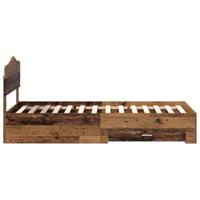 Bedframe met hoofdeinde Oudhout 90 x 200 cm Bewerkt hout - thumbnail