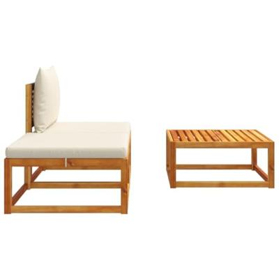 3-delige Loungeset met kussens massief acaciahout - thumbnail