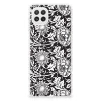 Samsung Galaxy A22 4G | M22 | TPU Case | Black Flowers - thumbnail