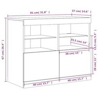 Dressoir met LED-verlichting 81x37x67 cm grijs sonoma eiken - thumbnail