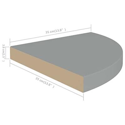 Hoekschappen zwevend 4 st 35x35x3,8 cm MDF grijs