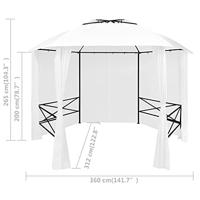 Tuinpaviljoen met gordijnen 180 g/m² 360x312x265 cm wit - thumbnail