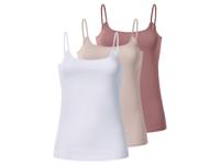 esmara Set van 3 dames spaghettitops (roze/wit, S (36-38)) - thumbnail