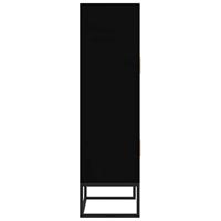 Hoge kast 70x35x125 cm bewerkt hout zwart - thumbnail