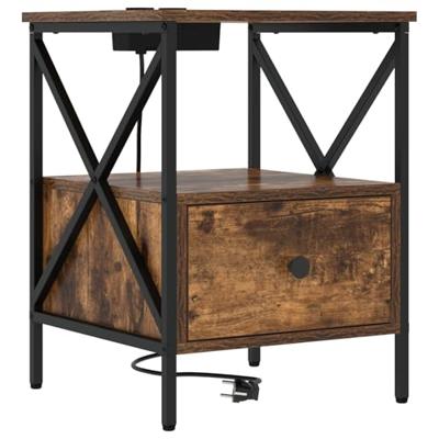 Nachtkastje met lade 2 pcs Gerookt eiken 41,5 x 40,5 x 55 cm Nachtkastje met lade 2 pcs Gerookt eiken 41,5 x 40,5 x 55 cm