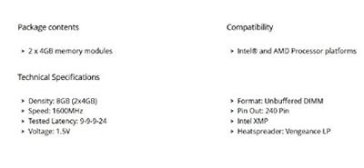 Vengeance LP - Geheugen - DDR3 - 8 GB: 2 x 4 GB - 240-PIN - 1600 MHz - CL9 Vengeance LP - Geheugen - DDR3 - 8 GB: 2 x 4 GB - 240-PIN - 1600 MHz - CL9