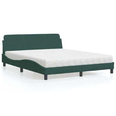Bed met matras "Dover" fluweel donkergroen 160x200 cm