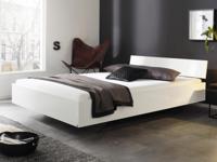 Bed IXANA 140x200 cm hoogglans wit met hoofdeinde - thumbnail