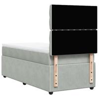 Boxspring met matras fluweel lichtgrijs 100x200 cm - thumbnail