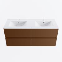 MONDIAZ VICA 120cm badmeubel onderkast Rust 4 lades. Wastafel DENIA dubbel 2 kraangaten, kleur Glanzend Wit. - thumbnail