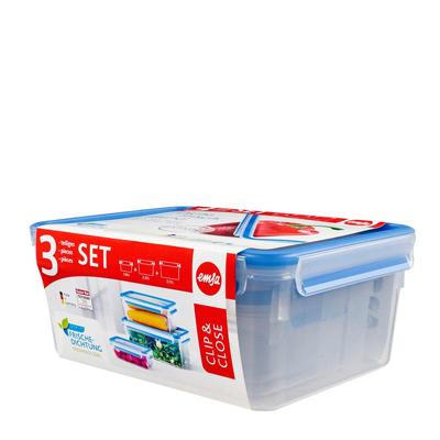 Emsa Clip & Close vershoudbakjes, 3-delige set, 1,0 / 3,2 / 3,7 L doos Emsa Clip & Close vershoudbakjes, 3-delige set, 1,0 / 3,2 / 3,7 L doos