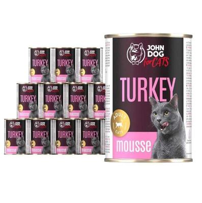 JOHN DOG Mousse Turkey - nat kattenvoer - 12 x 400g