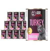 JOHN DOG Mousse Turkey - nat kattenvoer - 12 x 400g - thumbnail