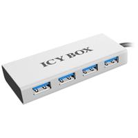 ICY BOX IB-AC6104 4-voudige USB 3.0 hub, geïntegreerde USB-kabel, aluminium, zilver/zwart - thumbnail