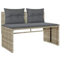 4-delige Loungeset met kussens poly rattan lichtgrijs - thumbnail