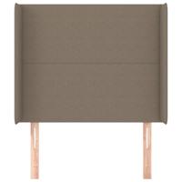 Hoofdbord met randen 147x16x78/88 cm stof taupe - thumbnail
