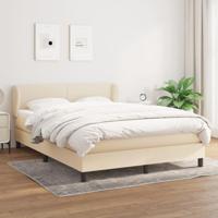 Boxspring met matras stof crèmekleurig 140x190 cm - thumbnail