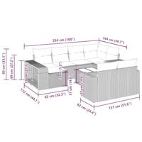 11-delige Loungeset met kussens poly rattan lichtgrijs - thumbnail