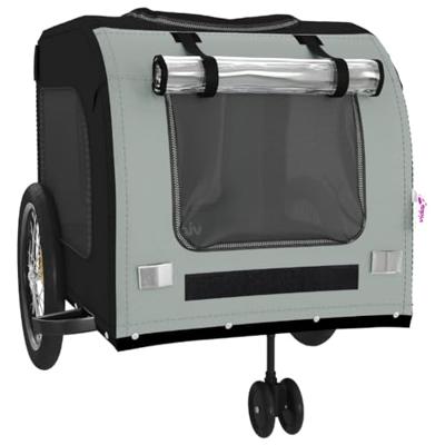 VidaXL Hondenfietstrailer oxford stof en ijzer zwart en grijs - thumbnail