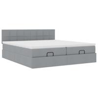 Ottoman bed met matrassen en LED's 180x200cm stof lichtgrijs - thumbnail