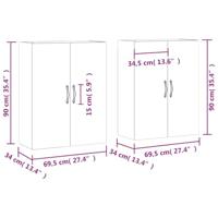 Hangkasten 2 st bewerkt hout gerookt eikenkleurig - thumbnail