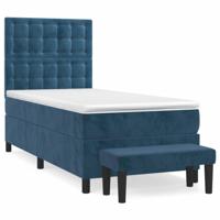Boxspring met matras fluweel donkerblauw 90x190 cm - thumbnail