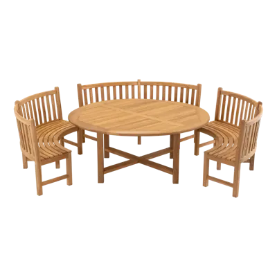 Tafel teak ø180 met 3x ronde parkbank