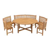 Tafel teak ø180 met 3x ronde parkbank - thumbnail