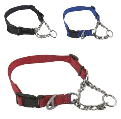 Nobleza Anti trek hondenhalsband - Nylon met ketting - Maat S