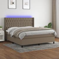 Boxspring met matras en LED stof taupe 180x200 cm - thumbnail