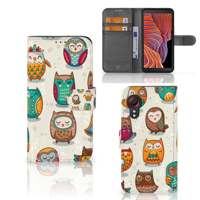 Samsung Galaxy Xcover 5 | Telefoonhoesje | Met pasjeshouder | Vrolijke Uilen - thumbnail