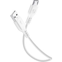 Cellular Line USBDATACMICROUSBW platte band datakabel met micro USB-poort (opladen/synchroniseren USB 2.0) 1m wit - thumbnail