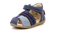 Leren sandalen jongensbaby Bigbazar 2 Iconique Biboo KICKERS® driekleurig blauw - thumbnail