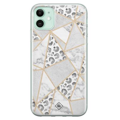 iPhone 11 siliconen telefoonhoesje - Stone & leopard print iPhone 11 siliconen telefoonhoesje - Stone & leopard print