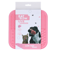 Eat Slow Live Longer Lickmat Quartet - 20 x 20 cm - snuffelmat - anti-kras mat - slowfeeder - 100% siliconen - vaatwasmachinebestendig - roze - thumbnail