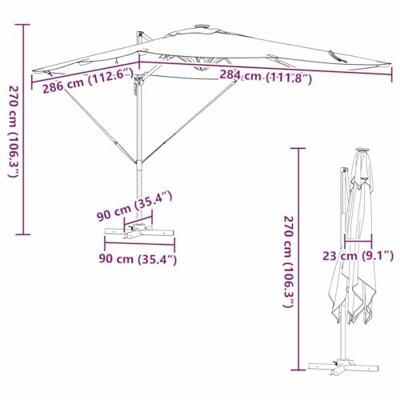 VidaXL Parasol taupe 286 x 284 x 270 cm aluminium en polyester