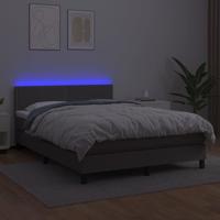 Boxspring met matras en LED kunstleer grijs 140x200 cm - thumbnail