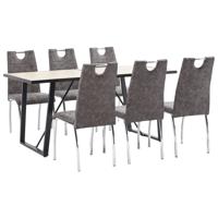 vidaXL 7-delige Eethoek kunstleer bruin - thumbnail